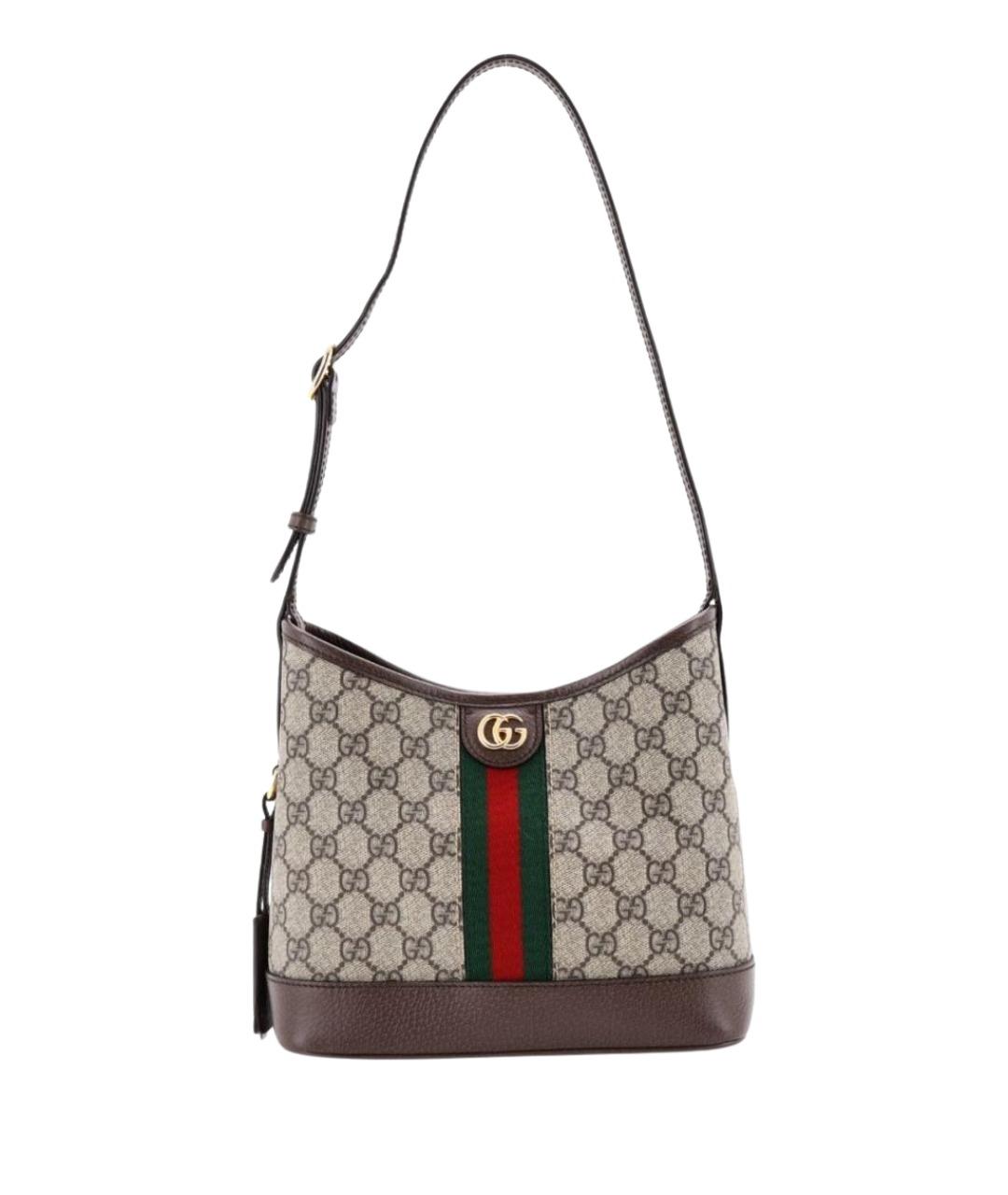 GUCCI Коричневая кожаная сумка через плечо, фото 1
