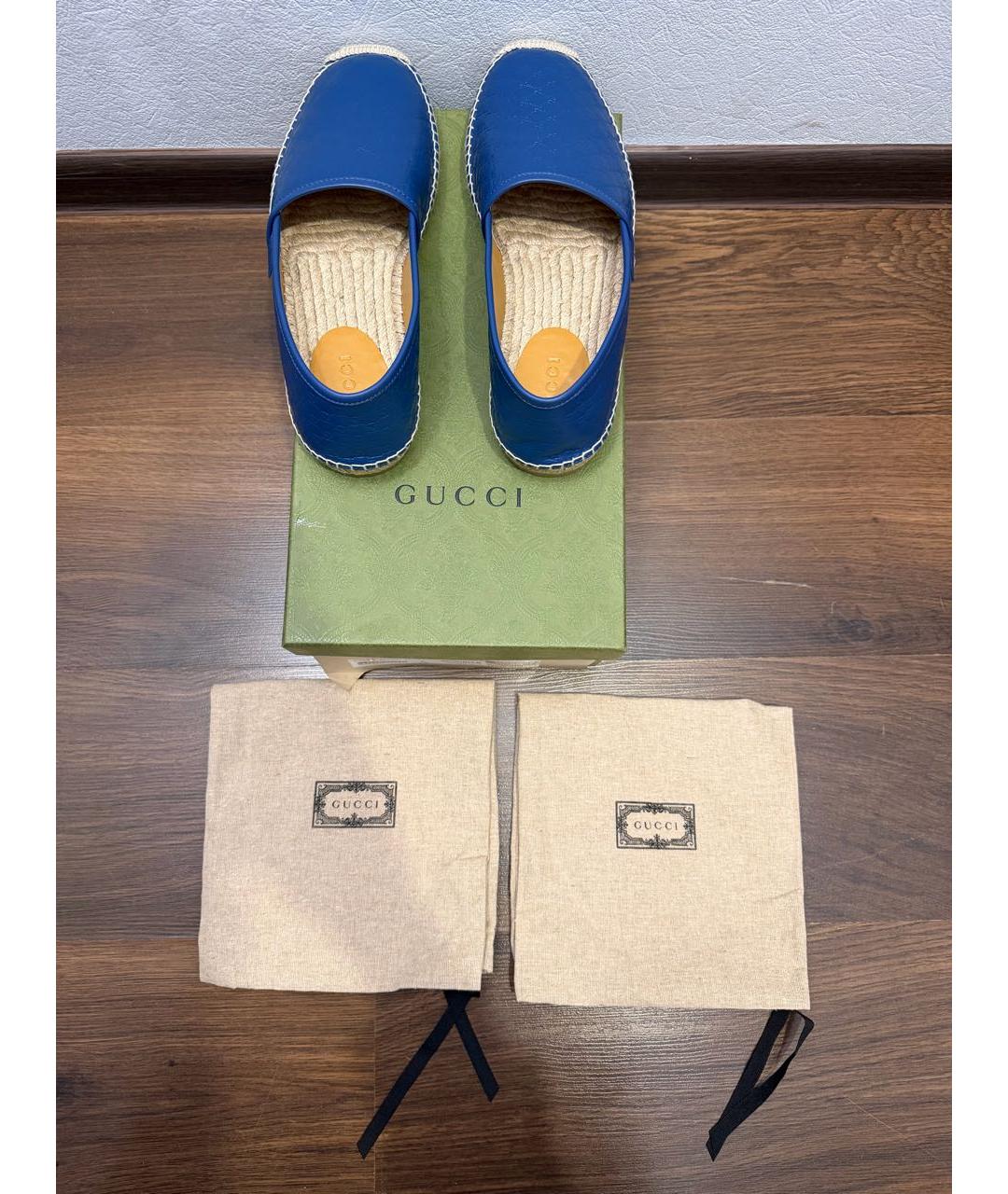 GUCCI Синие кожаные эспадрильи, фото 6