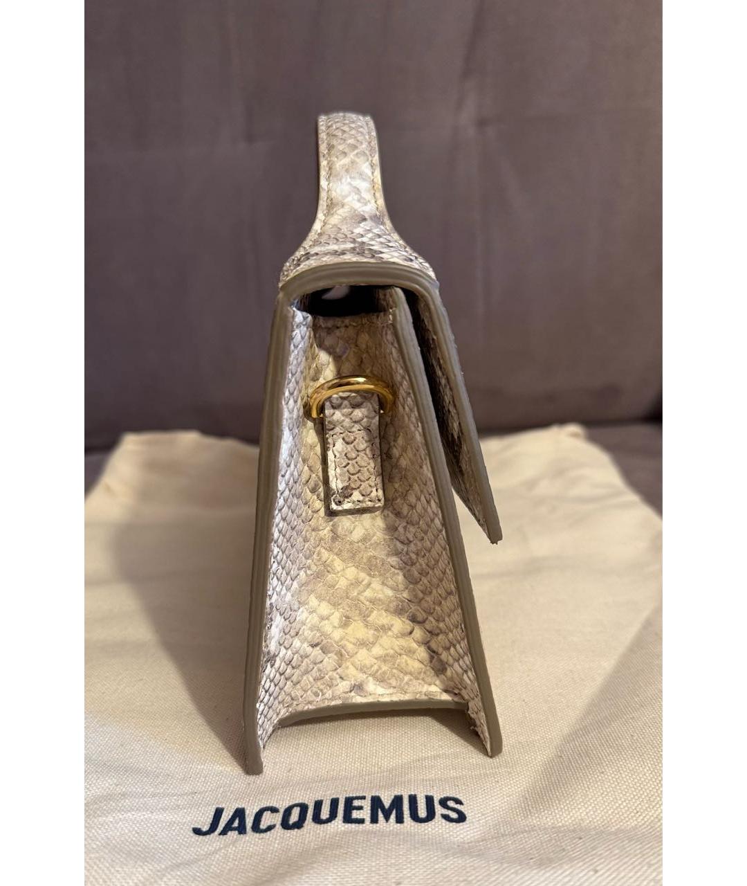 JACQUEMUS Бежевая кожаная сумка с короткими ручками, фото 7