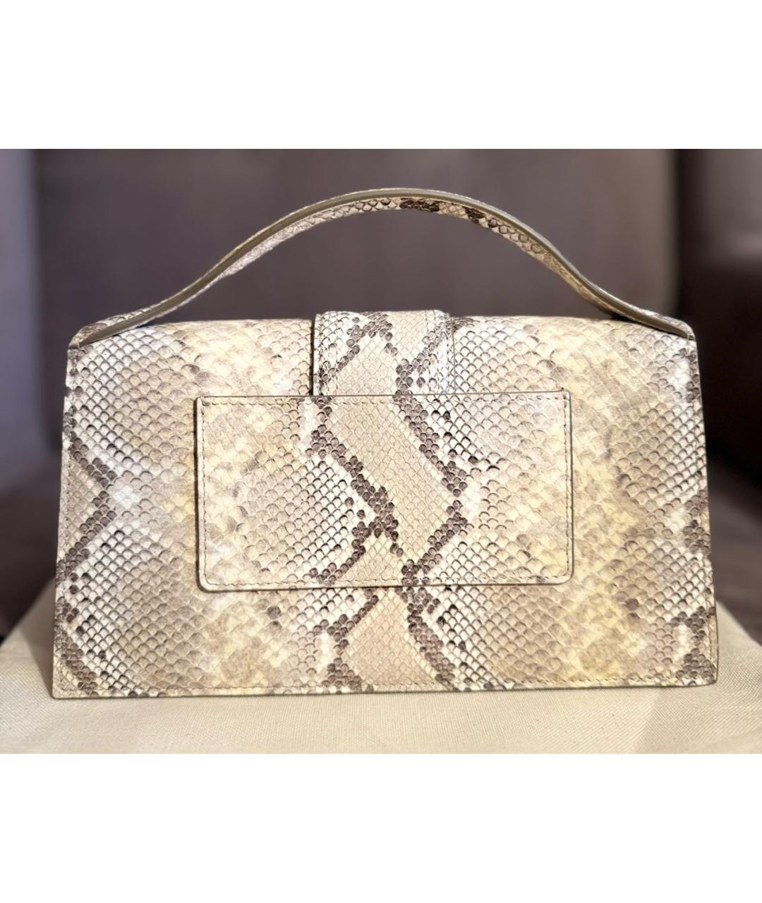 JACQUEMUS Бежевая кожаная сумка с короткими ручками, фото 2