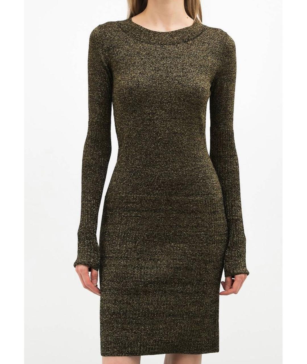 CHANEL Золотое вискозное коктейльное платье, фото 5