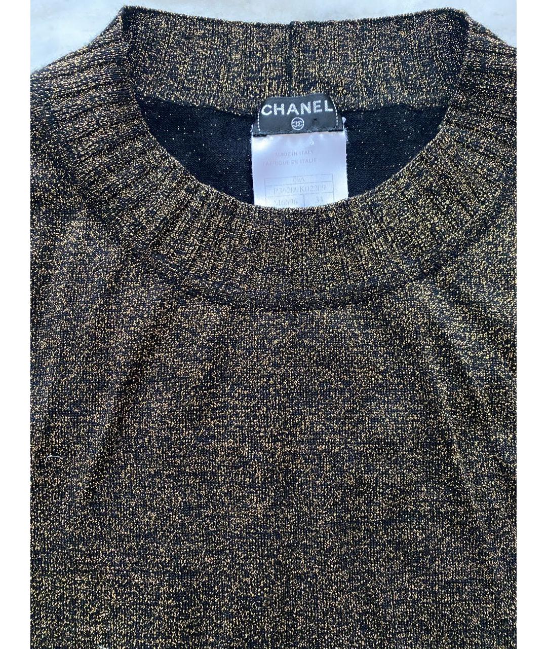 CHANEL Золотое вискозное коктейльное платье, фото 3