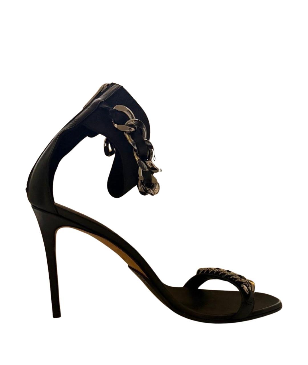 BALMAIN Черные кожаные босоножки, фото 1