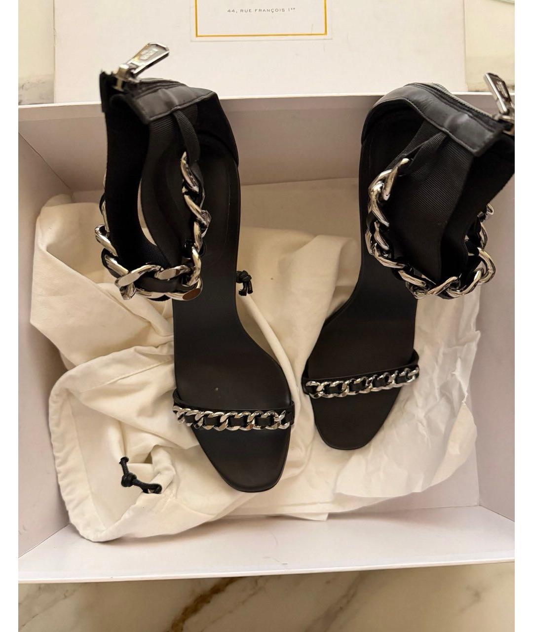 BALMAIN Черные кожаные босоножки, фото 2