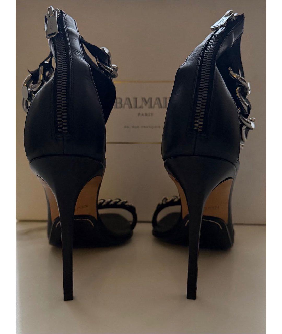 BALMAIN Черные кожаные босоножки, фото 3