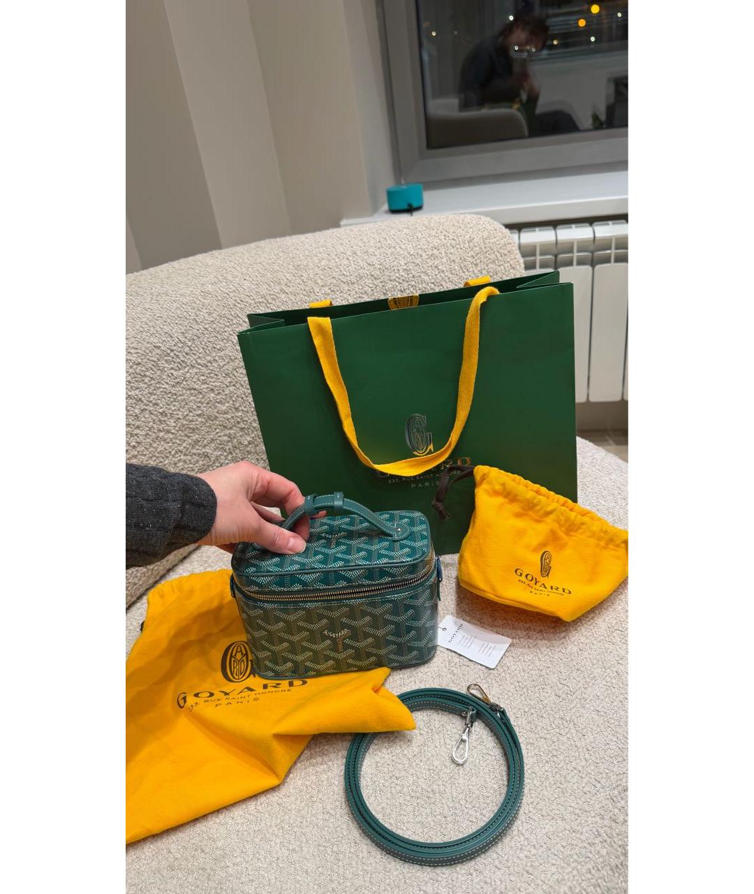 GOYARD Зеленая кожаная сумка через плечо, фото 2