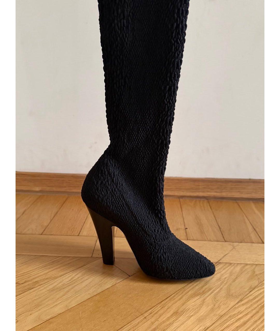 SAINT LAURENT Черные текстильные ботфорты, фото 3