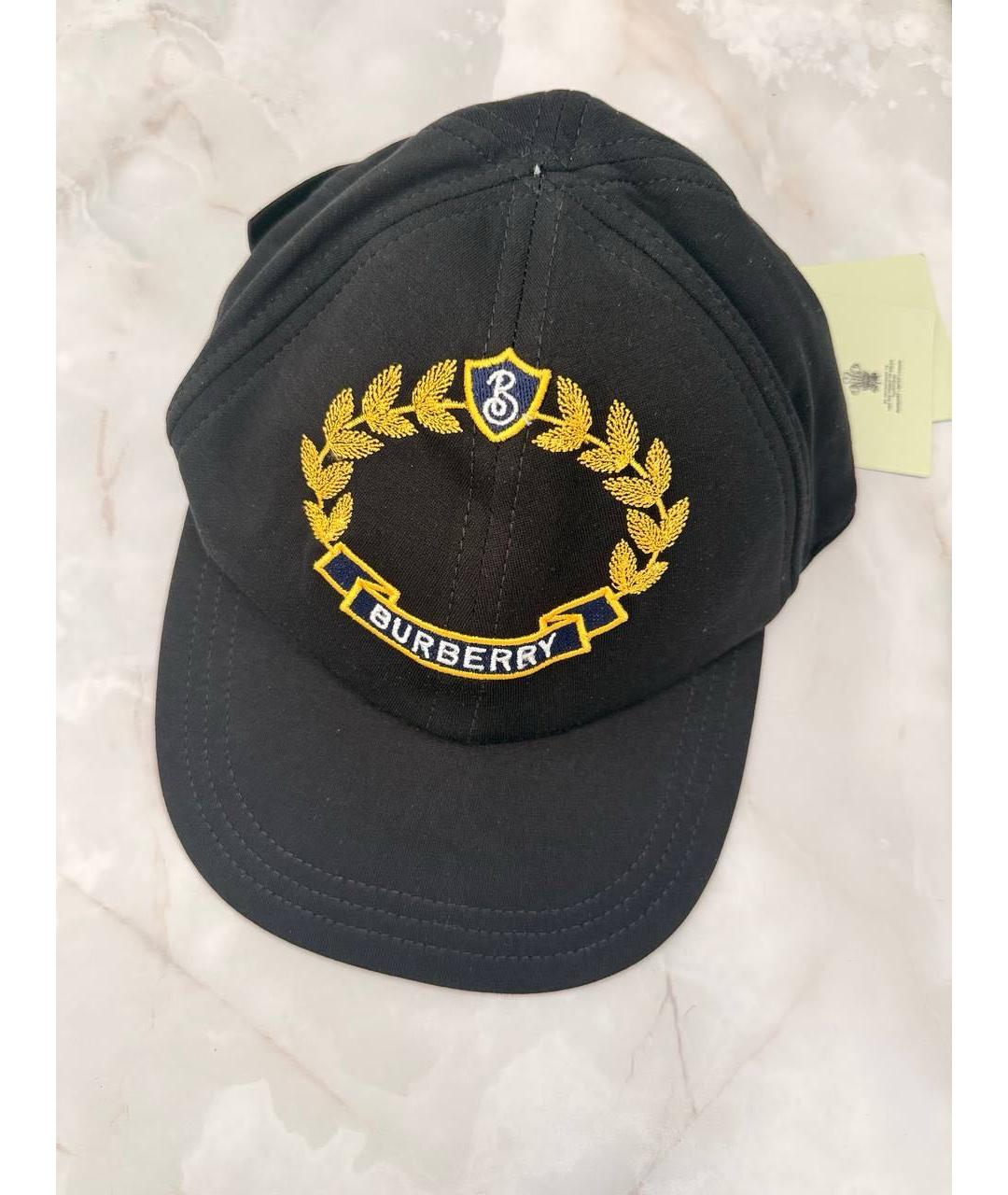 BURBERRY Черная хлопковая кепка, фото 2