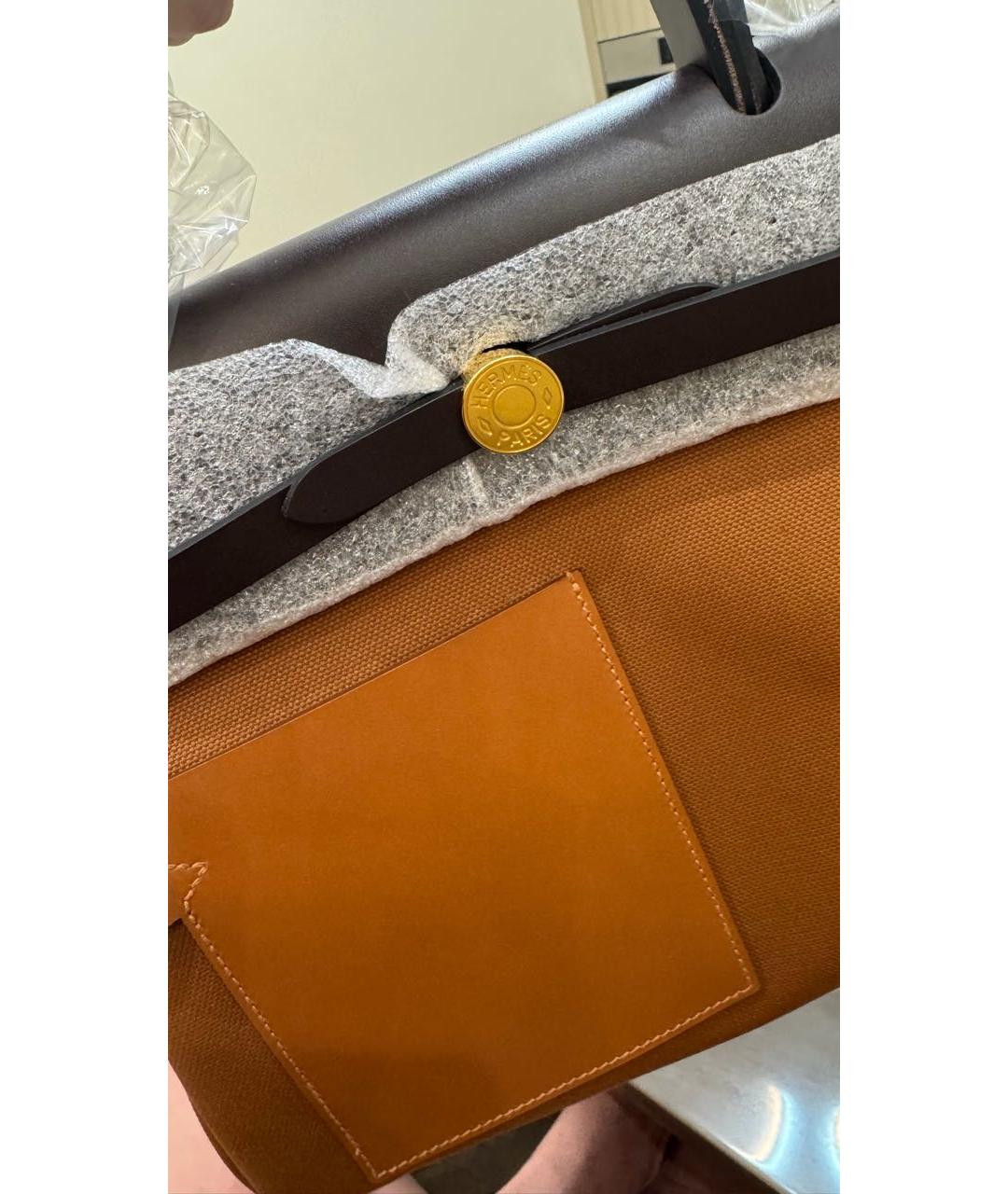 HERMES Коричневая тканевая сумка через плечо, фото 2