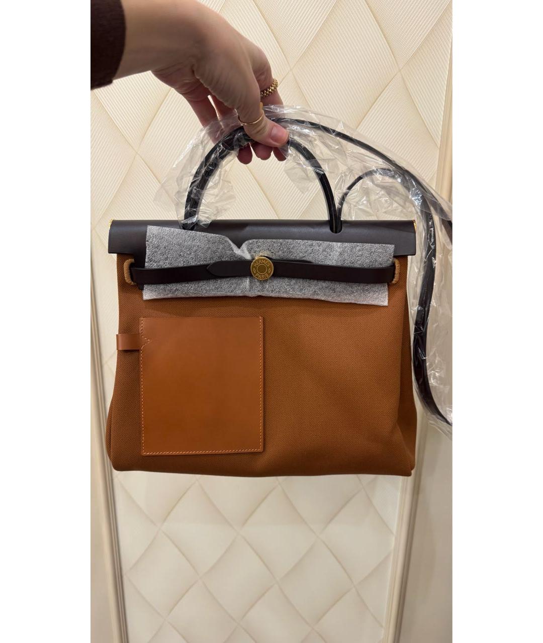 HERMES Коричневая тканевая сумка через плечо, фото 4