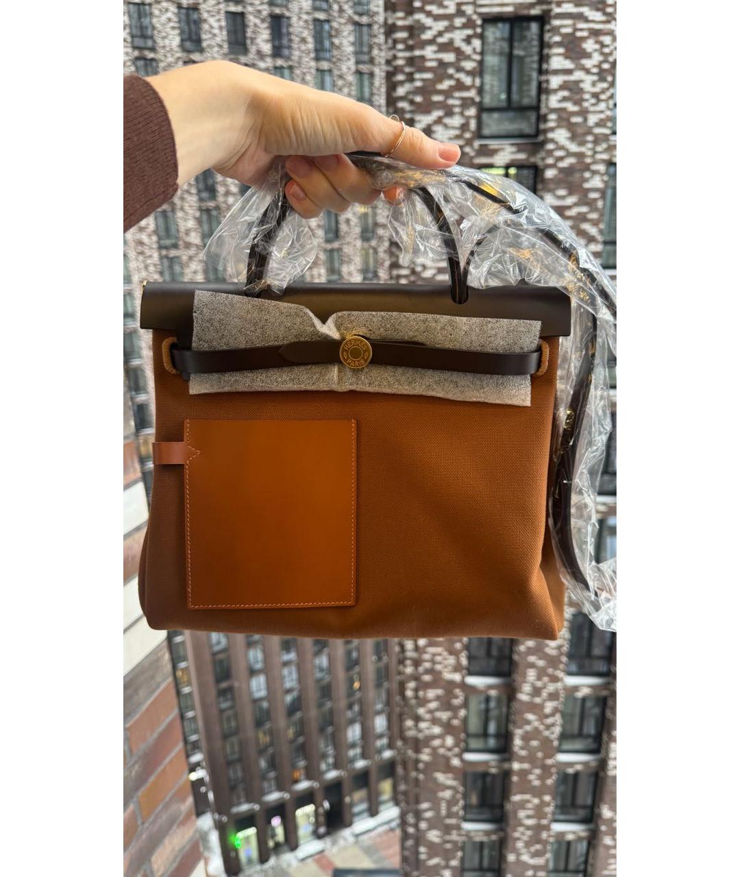 HERMES Коричневая тканевая сумка через плечо, фото 7