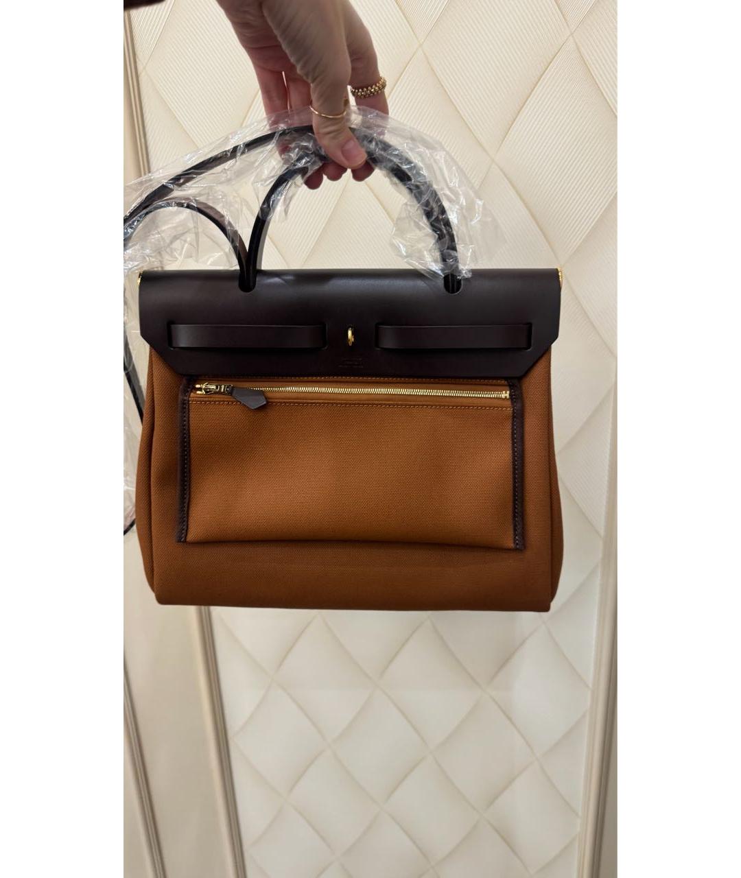 HERMES Коричневая тканевая сумка через плечо, фото 5