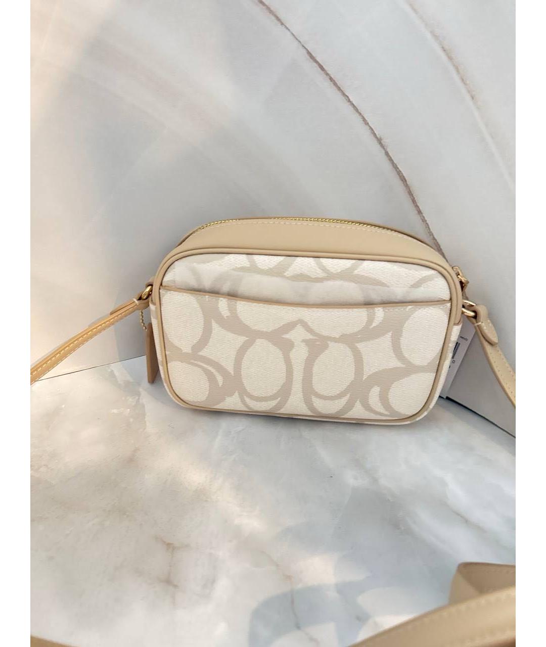 COACH Бежевая кожаная сумка через плечо, фото 4