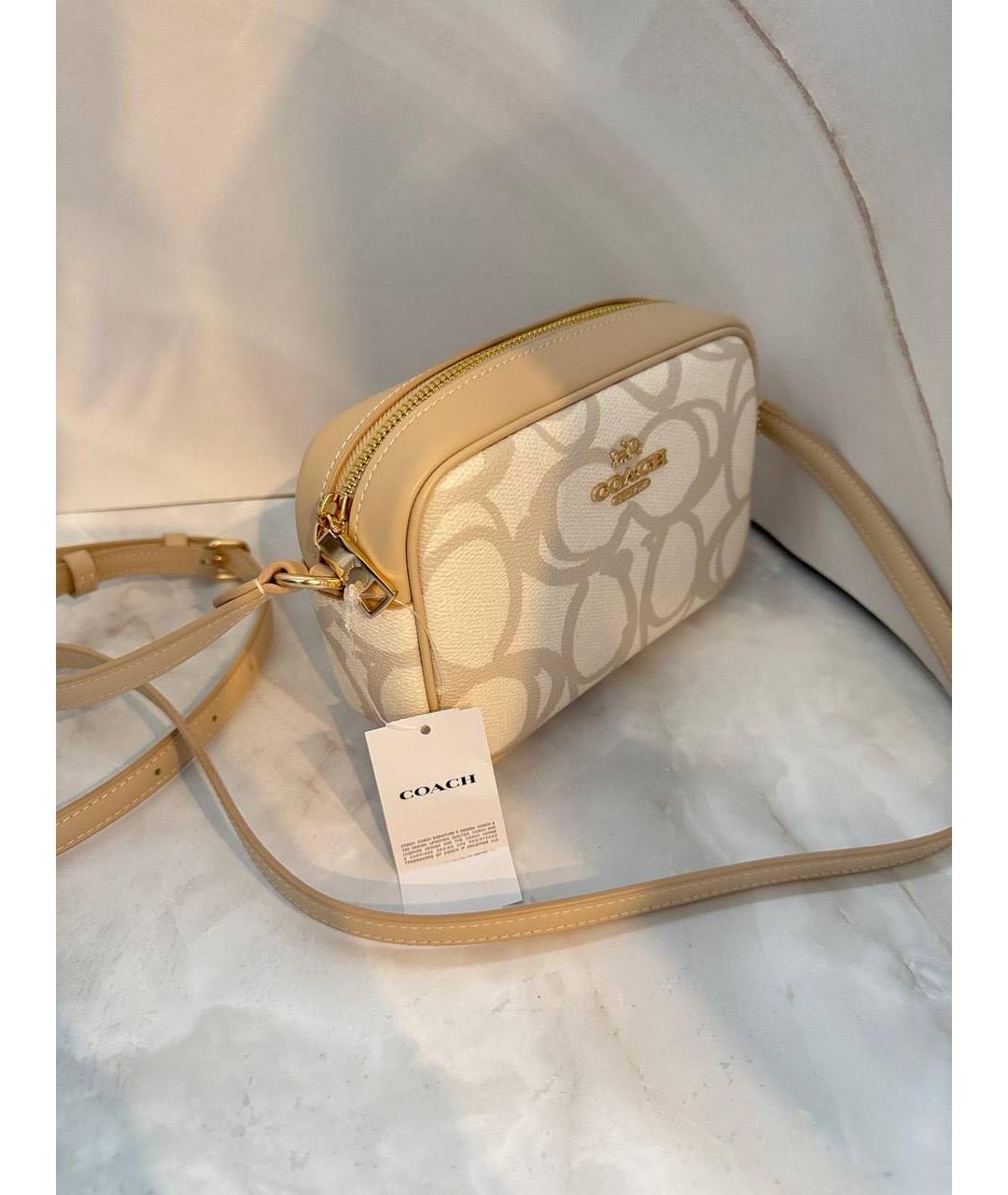 COACH Бежевая кожаная сумка через плечо, фото 6