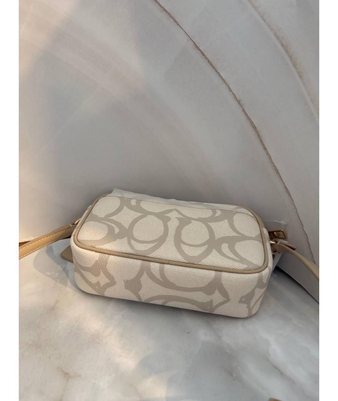 COACH Бежевая кожаная сумка через плечо, фото 5