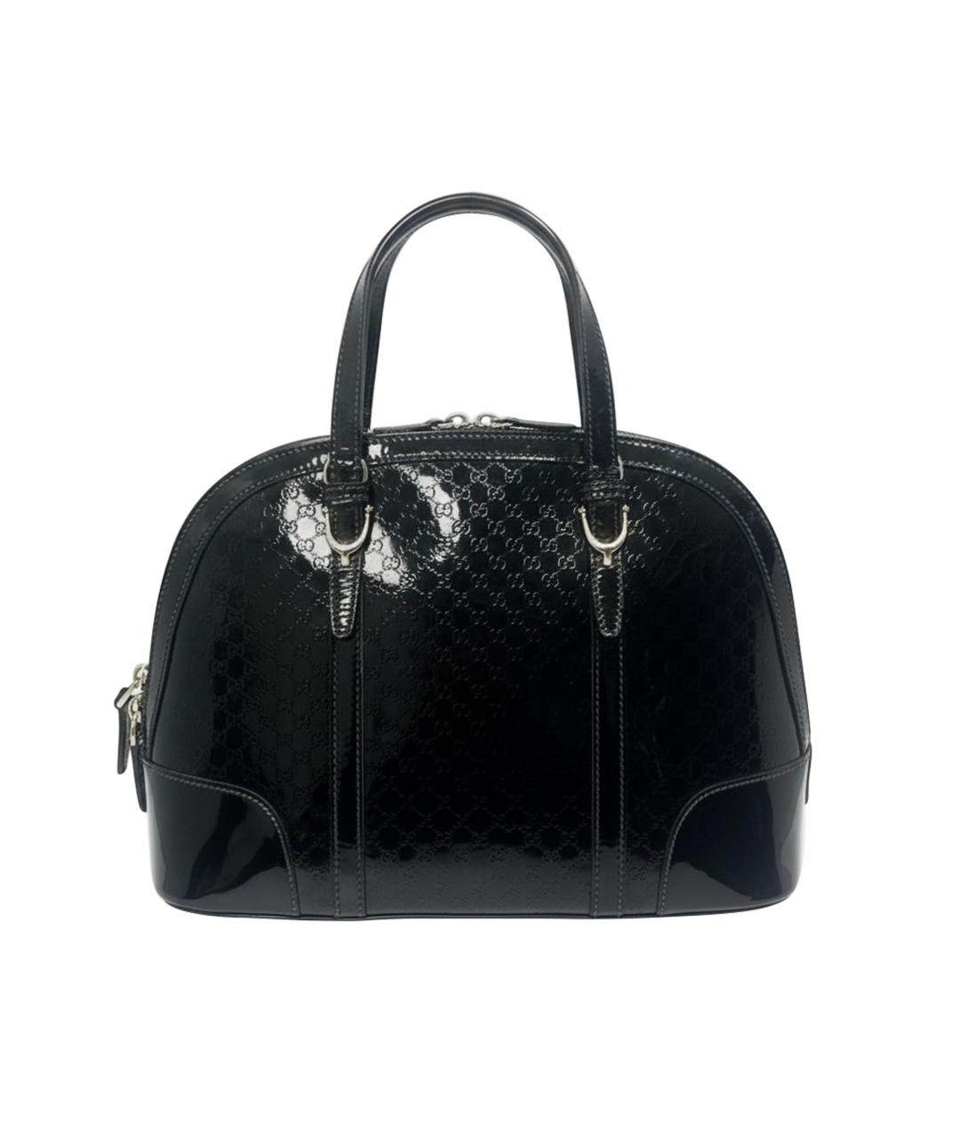 GUCCI Черная сумка с короткими ручками из лакированной кожи, фото 1