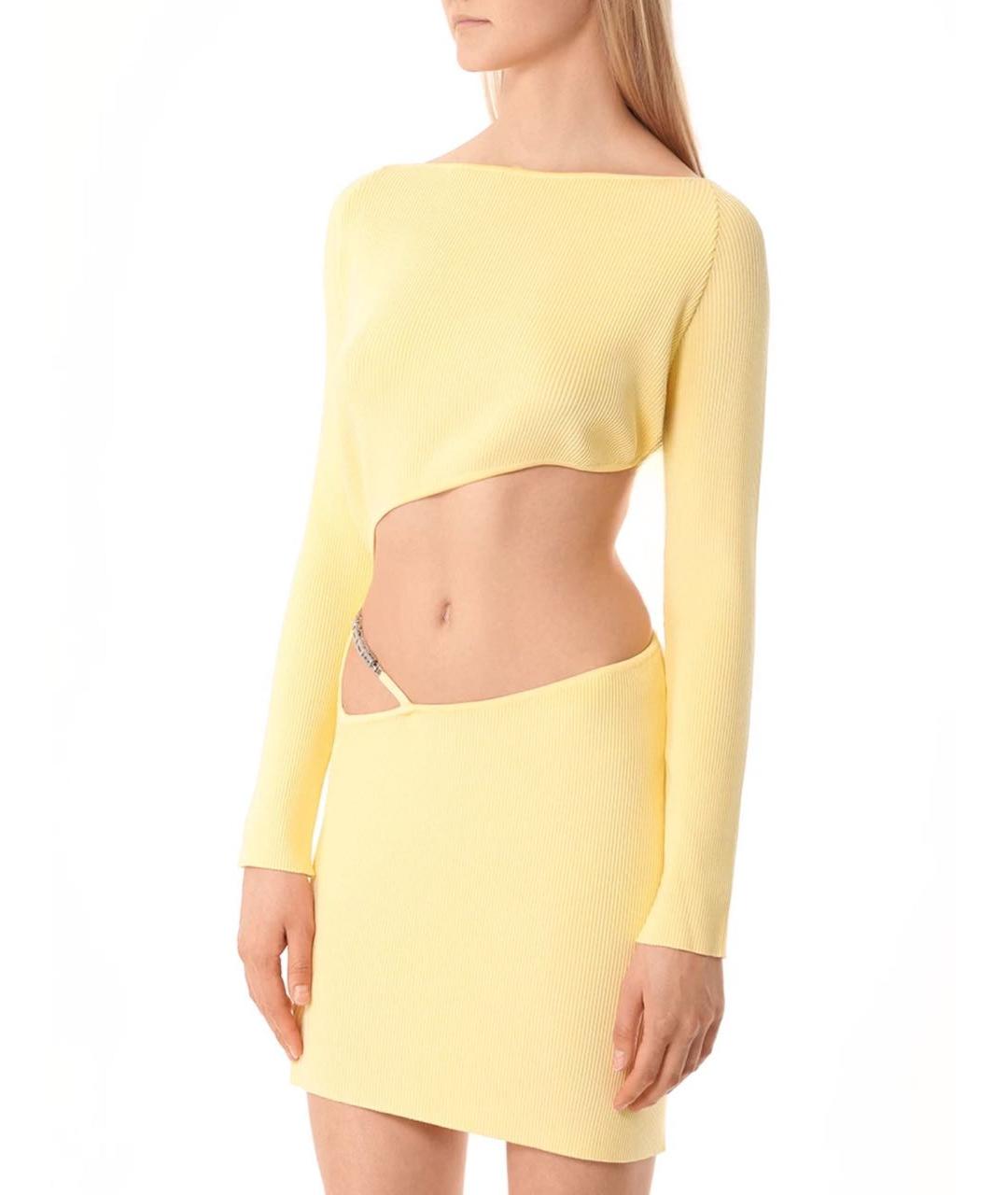 GCDS Желтое вискозное коктейльное платье, фото 3