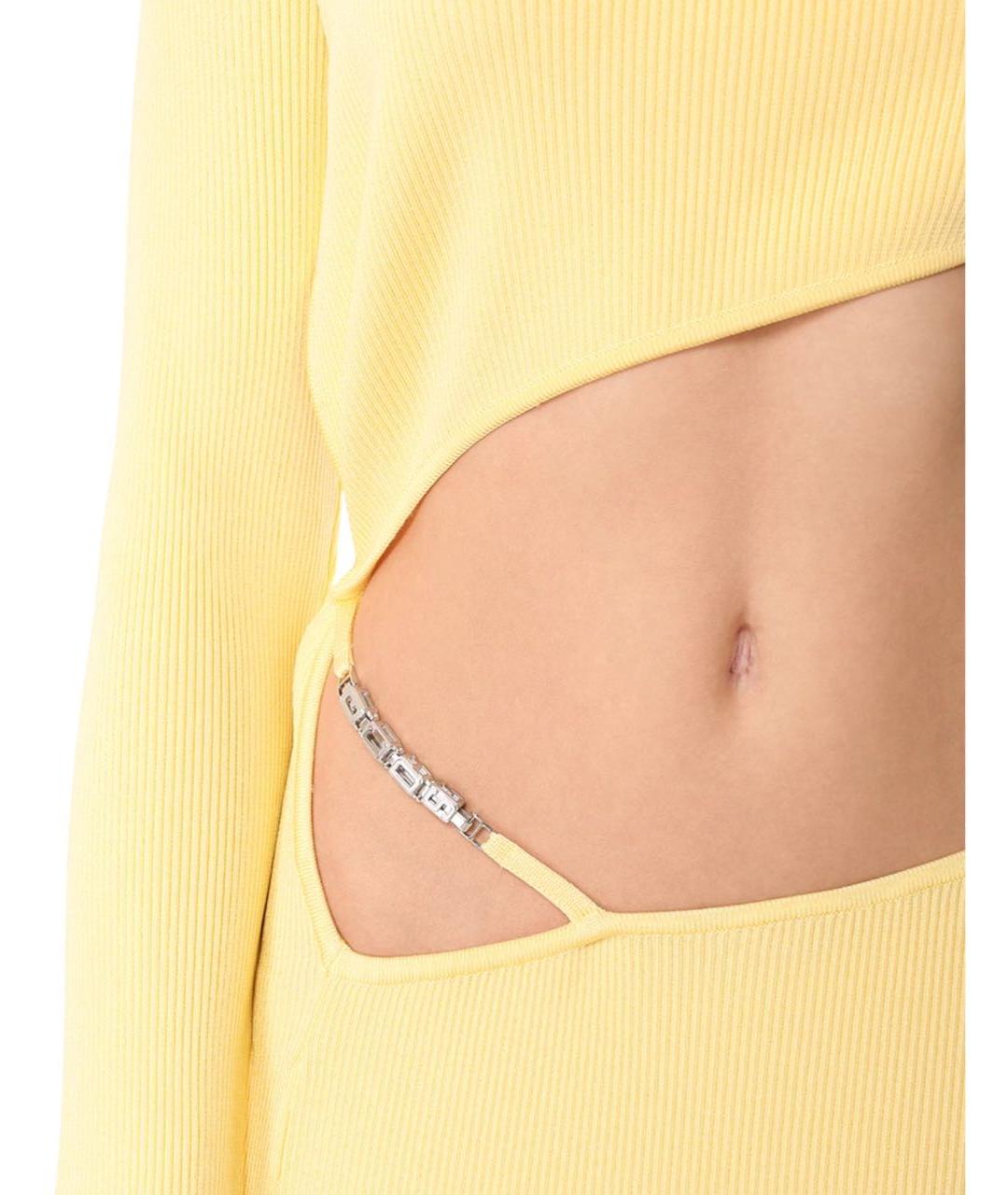 GCDS Желтое вискозное коктейльное платье, фото 4