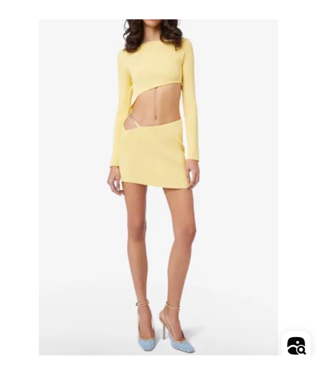 GCDS Желтое вискозное коктейльное платье, фото 6