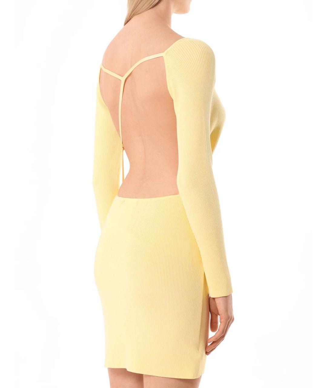 GCDS Желтое вискозное коктейльное платье, фото 2