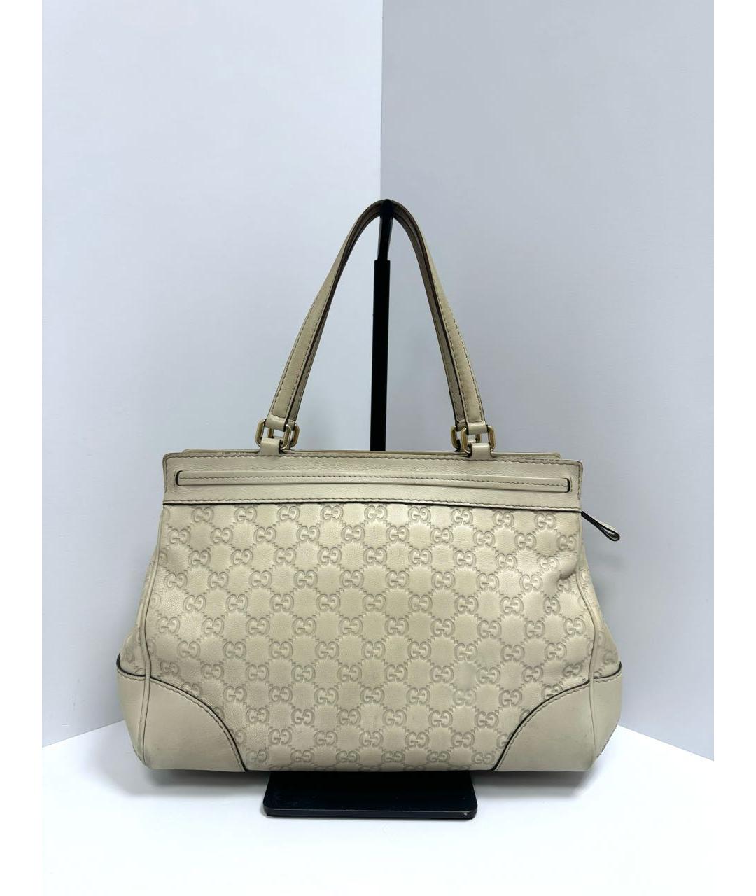 GUCCI Бежевая кожаная сумка тоут, фото 2