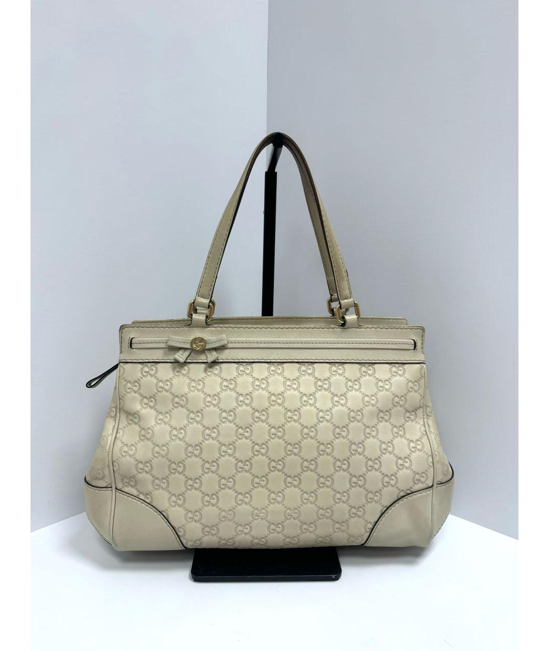 GUCCI Бежевая кожаная сумка тоут, фото 3