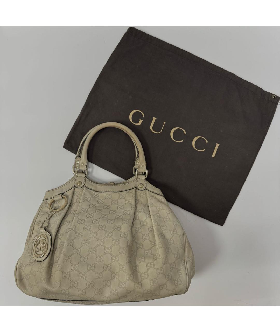 GUCCI Белая кожаная сумка тоут, фото 2