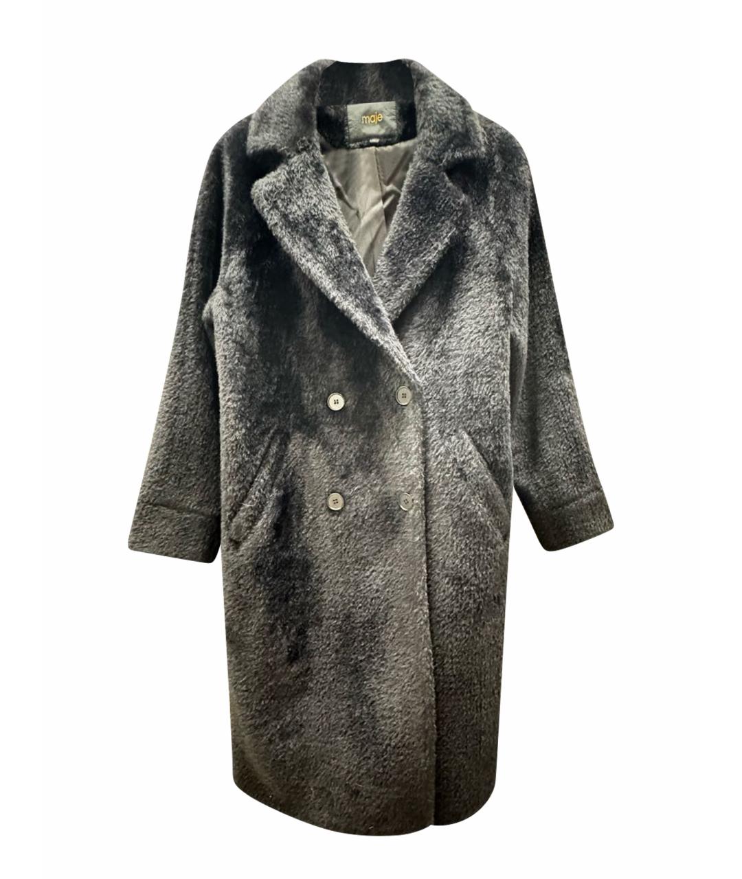 MAJE Черное полиамидовое пальто, фото 1