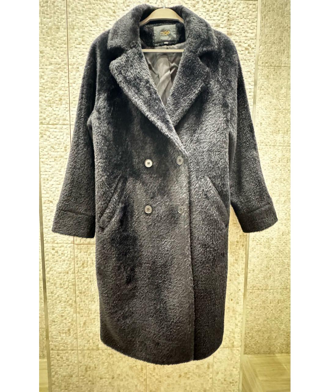 MAJE Черное полиамидовое пальто, фото 7