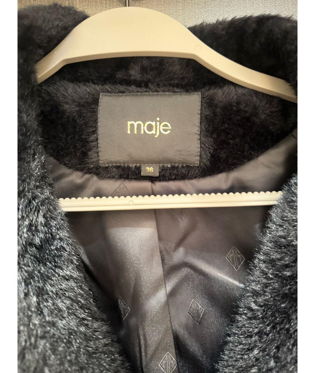 MAJE Черное полиамидовое пальто, фото 3