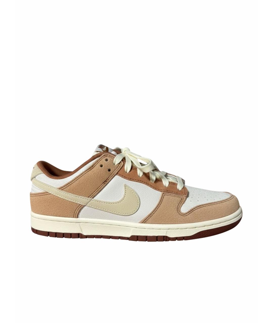 NIKE Бежевые нубуковые низкие кроссовки / кеды, фото 1