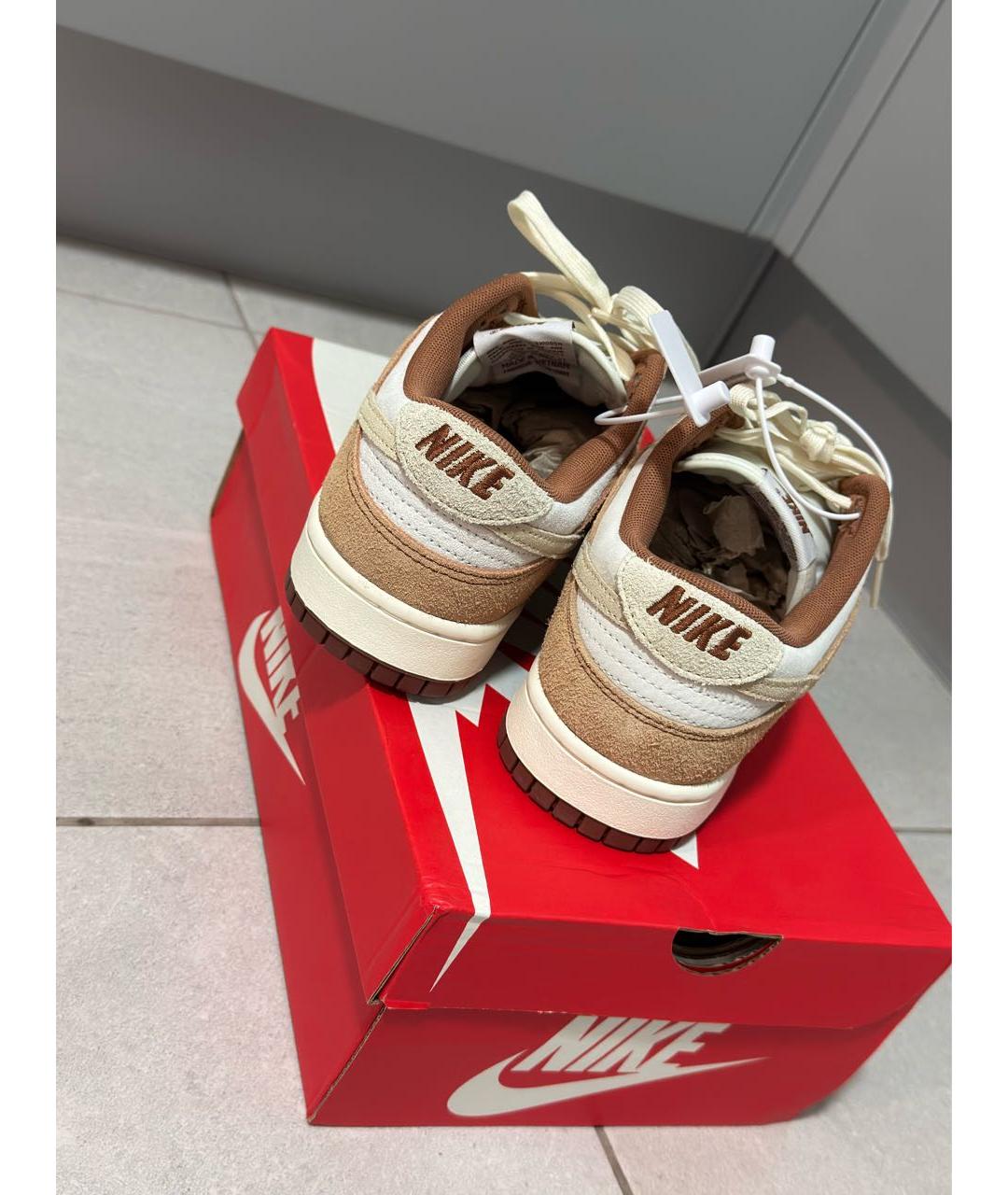 NIKE Бежевые нубуковые низкие кроссовки / кеды, фото 4