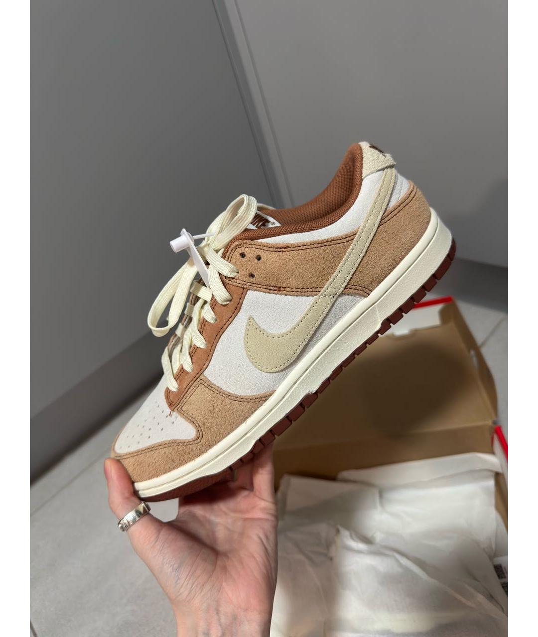 NIKE Бежевые нубуковые низкие кроссовки / кеды, фото 5