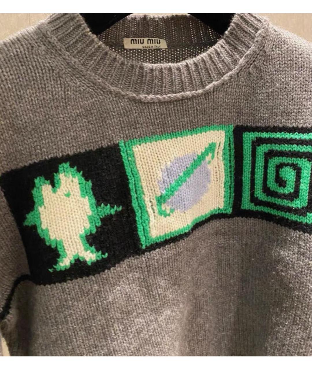 MIU MIU Серый шерстяной джемпер / свитер, фото 3