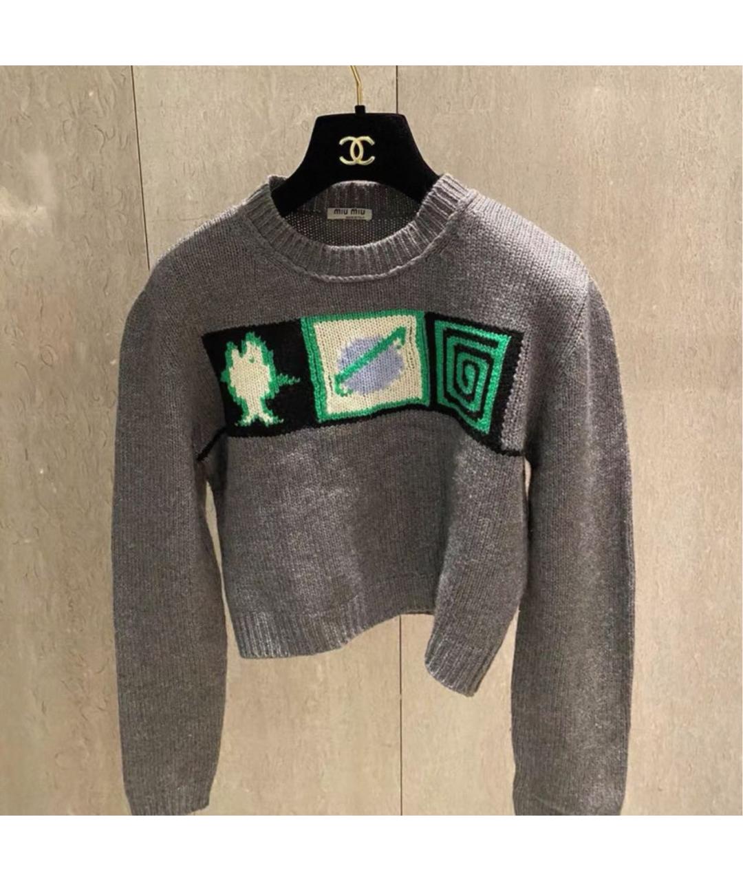 MIU MIU Серый шерстяной джемпер / свитер, фото 5