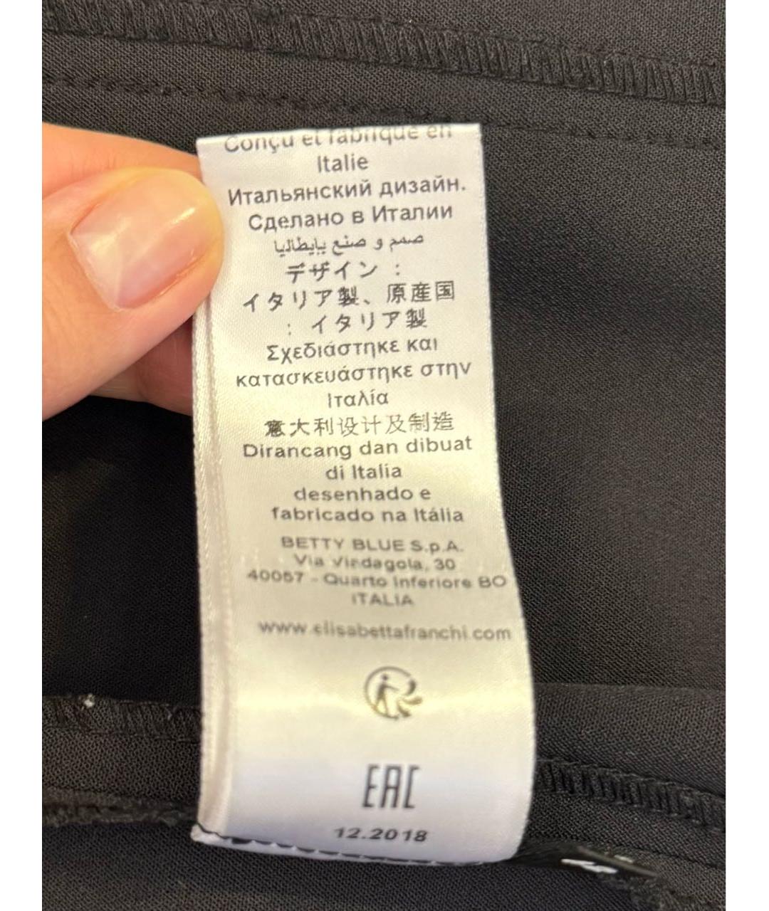 ELISABETTA FRANCHI Черное полиэстеровое коктейльное платье, фото 5