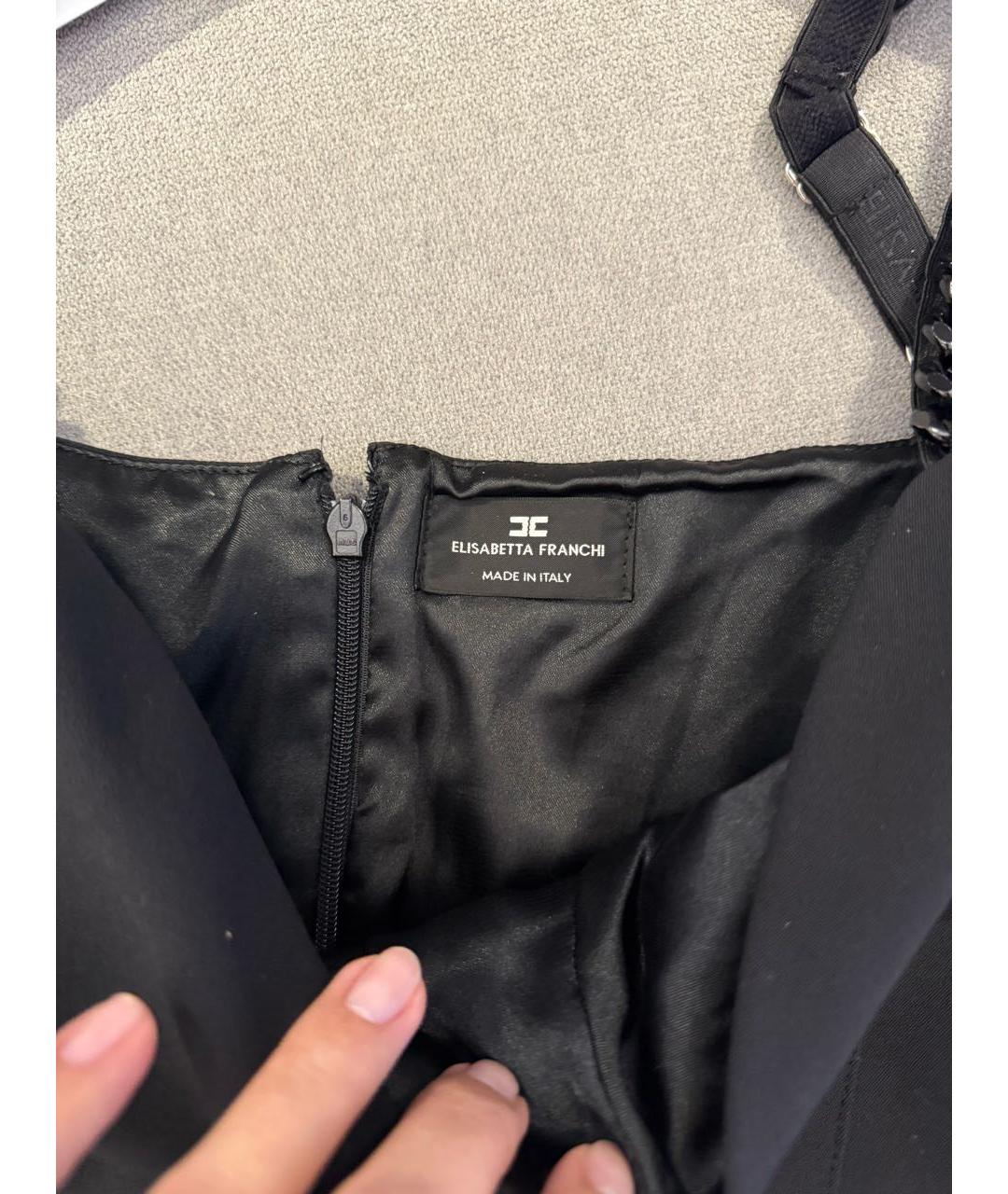 ELISABETTA FRANCHI Черное полиэстеровое коктейльное платье, фото 3