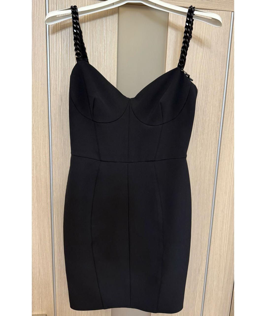 ELISABETTA FRANCHI Черное полиэстеровое коктейльное платье, фото 6