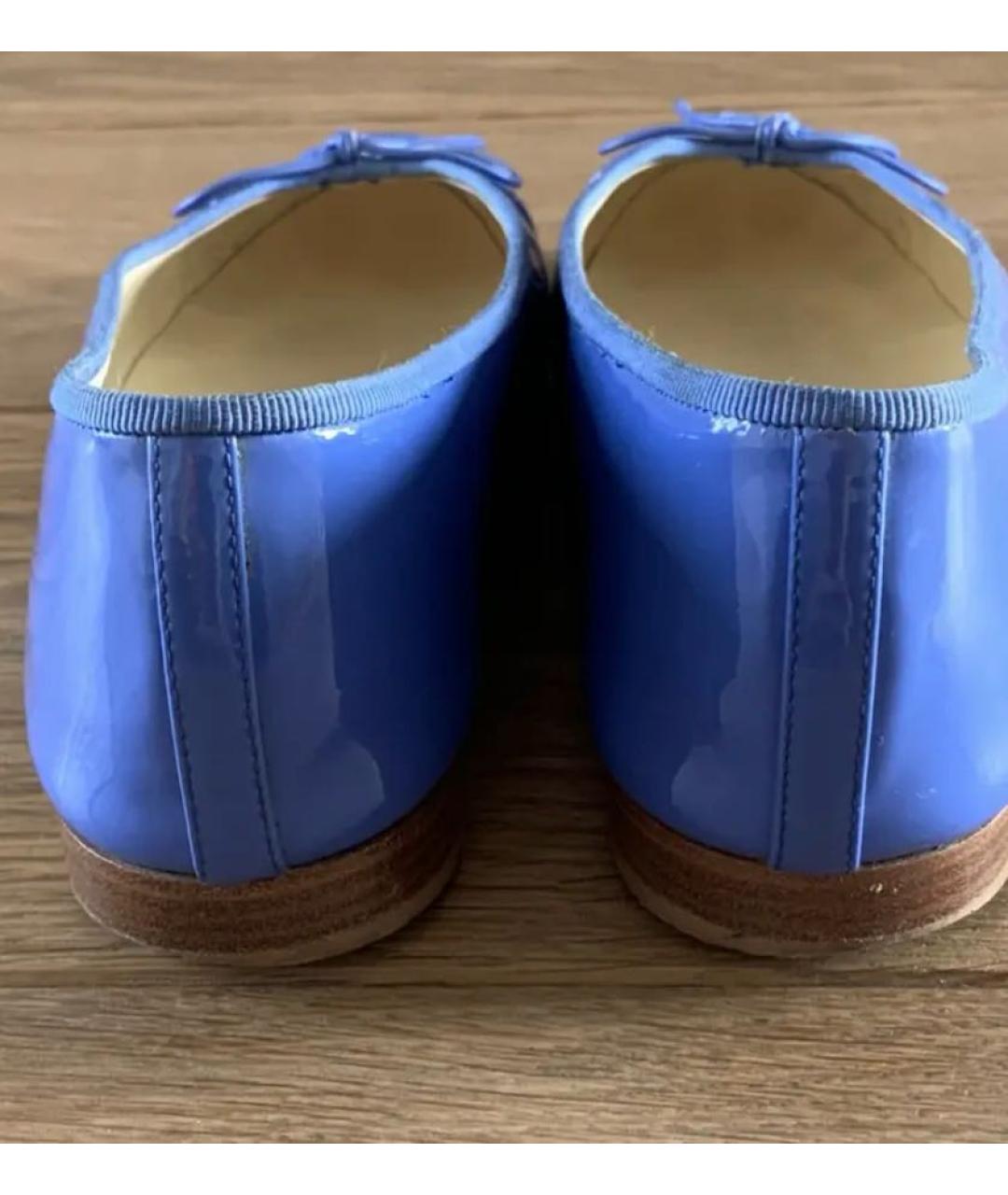 CHANEL Синие балетки из лакированной кожи, фото 4