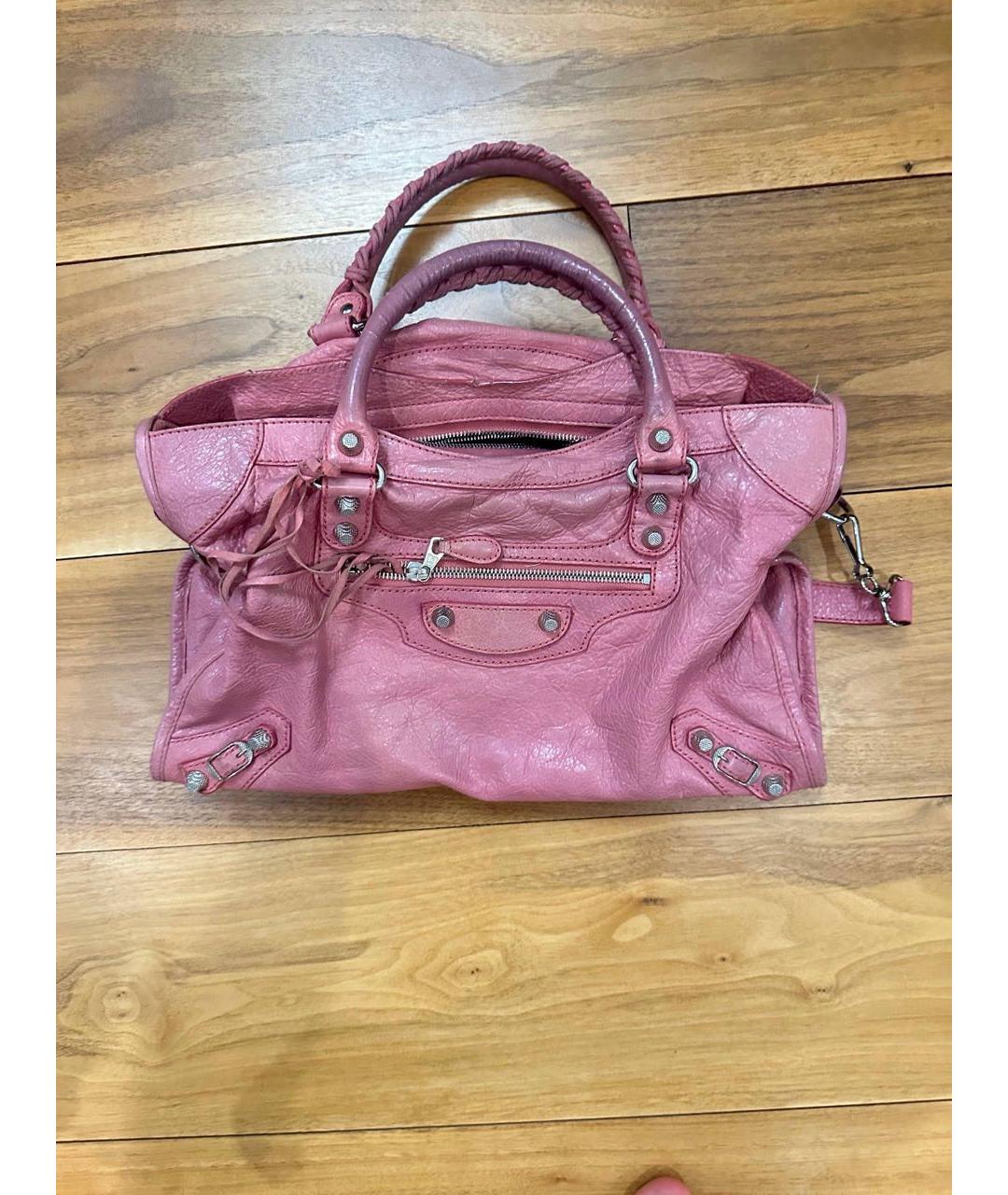 BALENCIAGA Розовая кожаная сумка тоут, фото 5