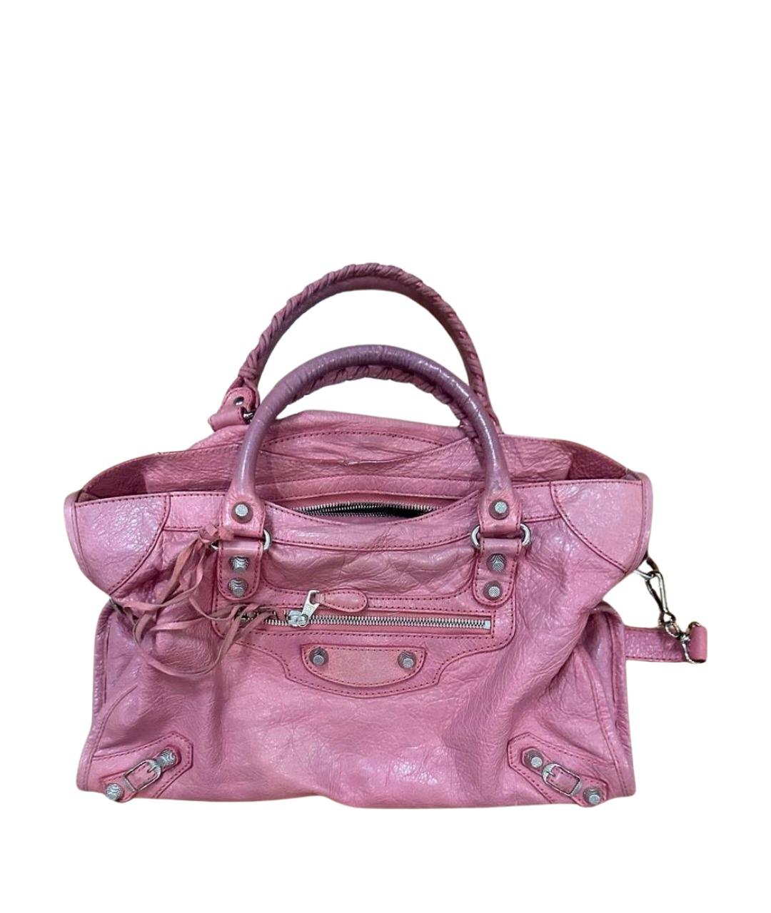 BALENCIAGA Розовая кожаная сумка тоут, фото 1