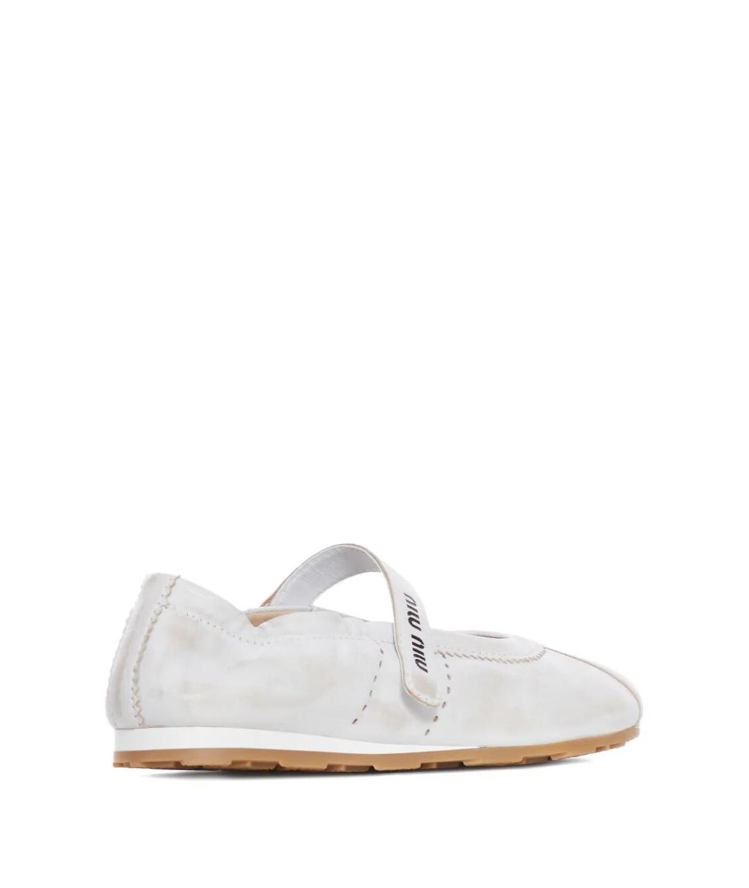 MIU MIU Белые кожаные балетки, фото 3