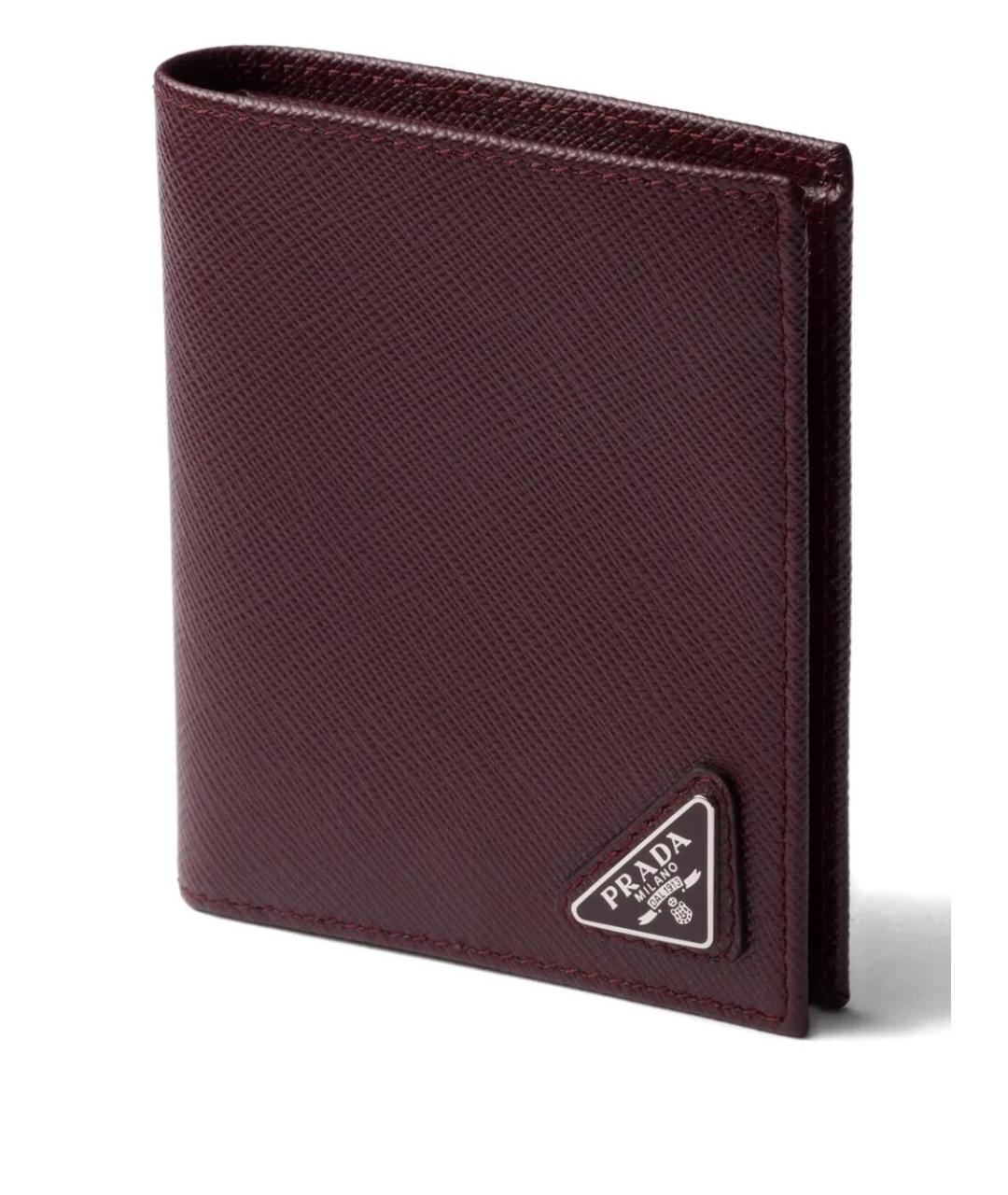 PRADA Бордовый кожаный кошелек, фото 3