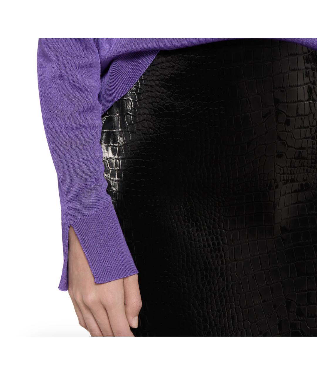 GUCCI Черная кожаная юбка миди, фото 2