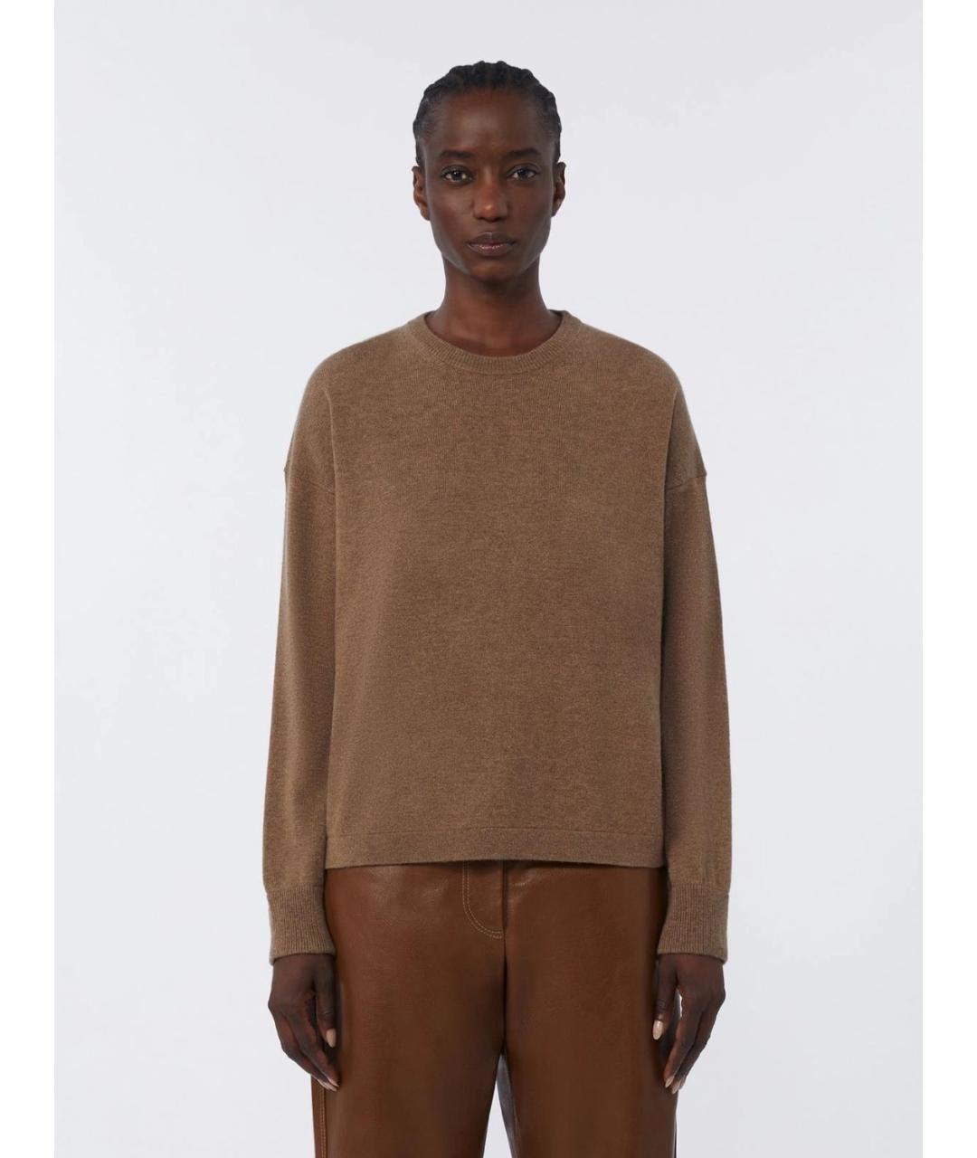 'S MAX MARA Коричневый кашемировый джемпер / свитер, фото 3