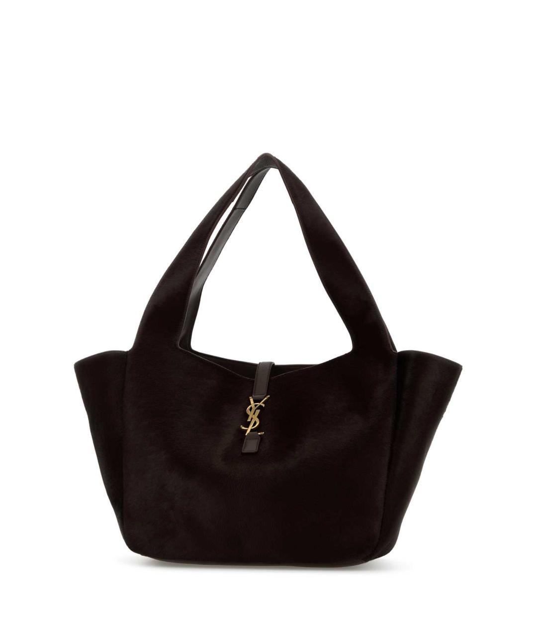 SAINT LAURENT Коричневая кожаная сумка тоут, фото 2