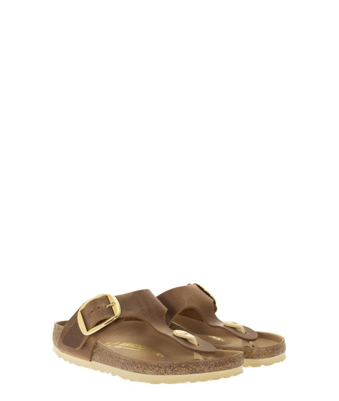 BIRKENSTOCK Коричневые кожаные шлепанцы, фото 4