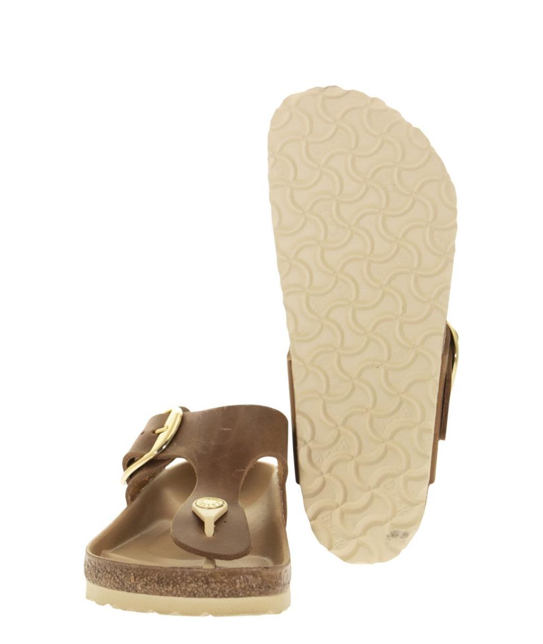 BIRKENSTOCK Коричневые кожаные шлепанцы, фото 5