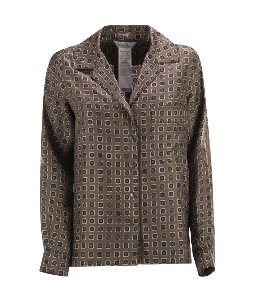 MAX MARA Коричневая шелковая рубашка, фото 1