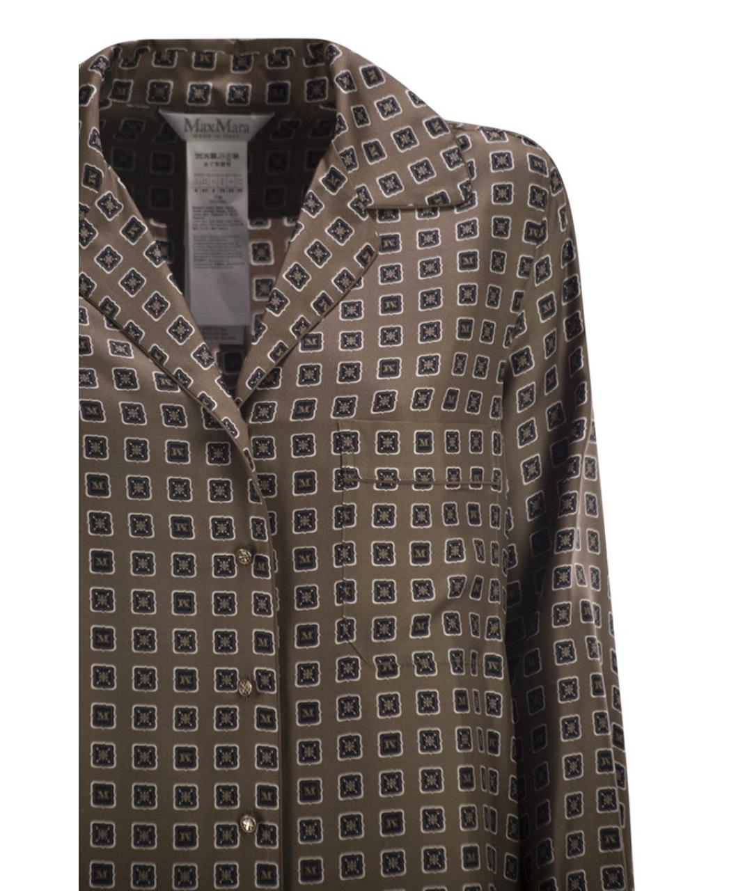 MAX MARA Коричневая шелковая рубашка, фото 4